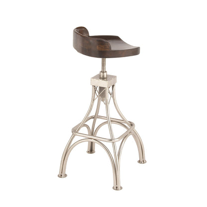 Urban Designs Adjustable Height 2-Piece Set Wood Metal Bar Stool - Dark Brown