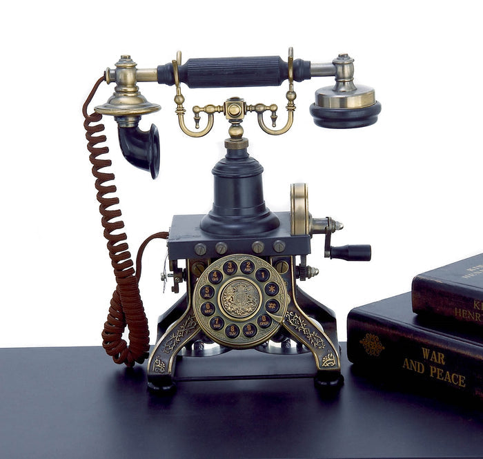 Urban Designs Antique Reproduction Aristocrat Brass Cradle Push Button Telephone