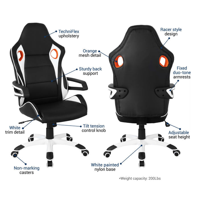 Urban Designs Black and White Racing Style Home Office Chair