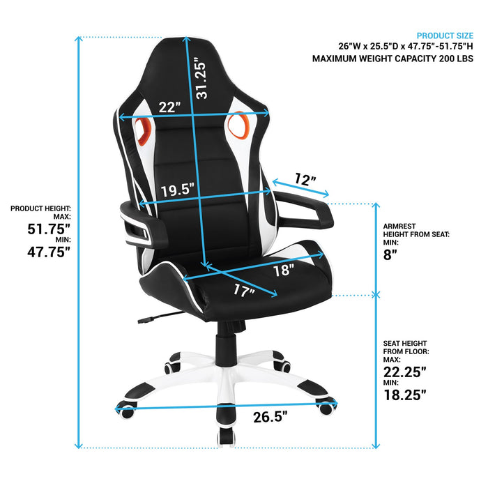 Urban Designs Black and White Racing Style Home Office Chair