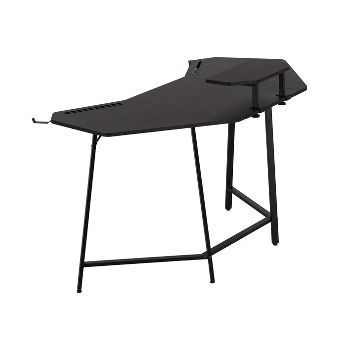 Urban Designs Black Gaming Desk with Accessory Holders and Shelf