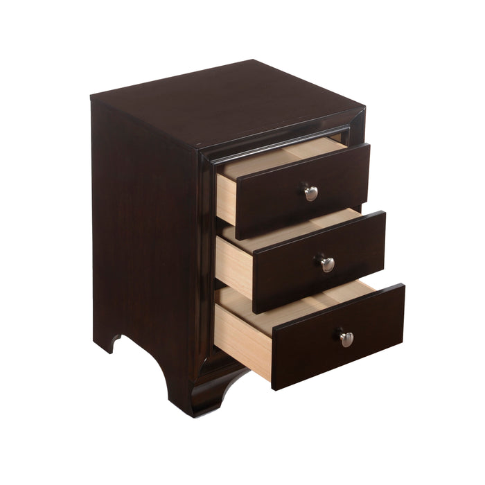 Urban Designs Brandon Collection 3-Drawer Nightstand - Espresso