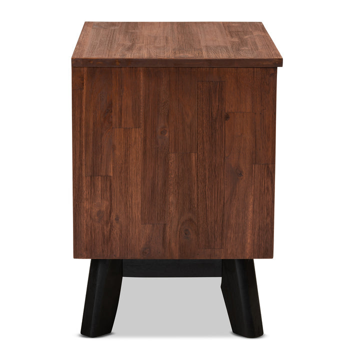 Urban Designs Calle 2-Drawer Acacia Wood Nightstand - Oak Brown
