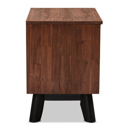 Urban Designs Calle 2-Drawer Acacia Wood Nightstand - Oak Brown