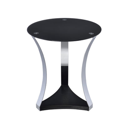 Urban Designs Chela End Table - Black Glass with Chrome