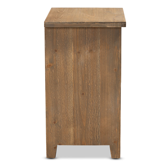 Urban Designs Claret Slatted 2-Drawer Wooden Nightstand - Oak Brown