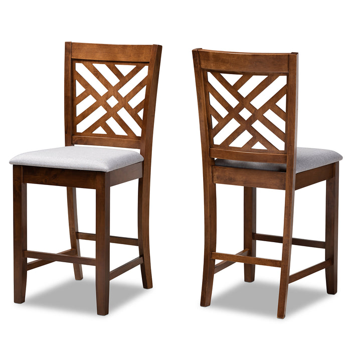 Urban Designs Creston 2-Piece Upholstered Wooden Counter Chair Set - Walnut Brown