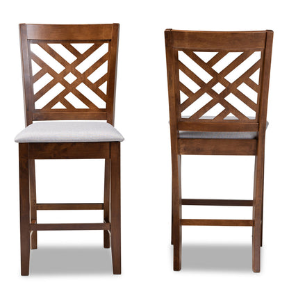 Urban Designs Creston 2-Piece Upholstered Wooden Counter Chair Set - Walnut Brown
