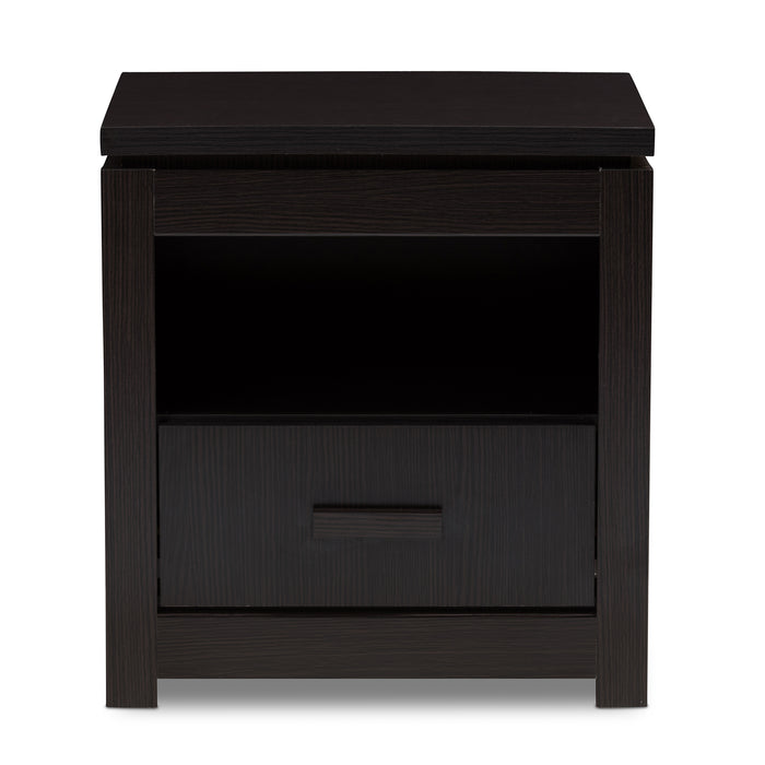 Urban Designs Felix 1-Drawer Wooden Nightstand in Wenge Brown Finish