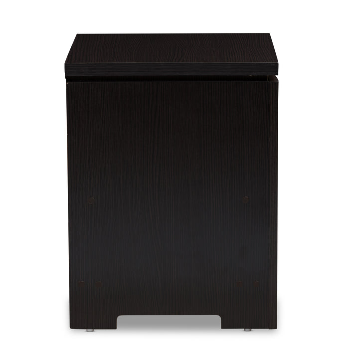 Urban Designs Felix 1-Drawer Wooden Nightstand in Wenge Brown Finish