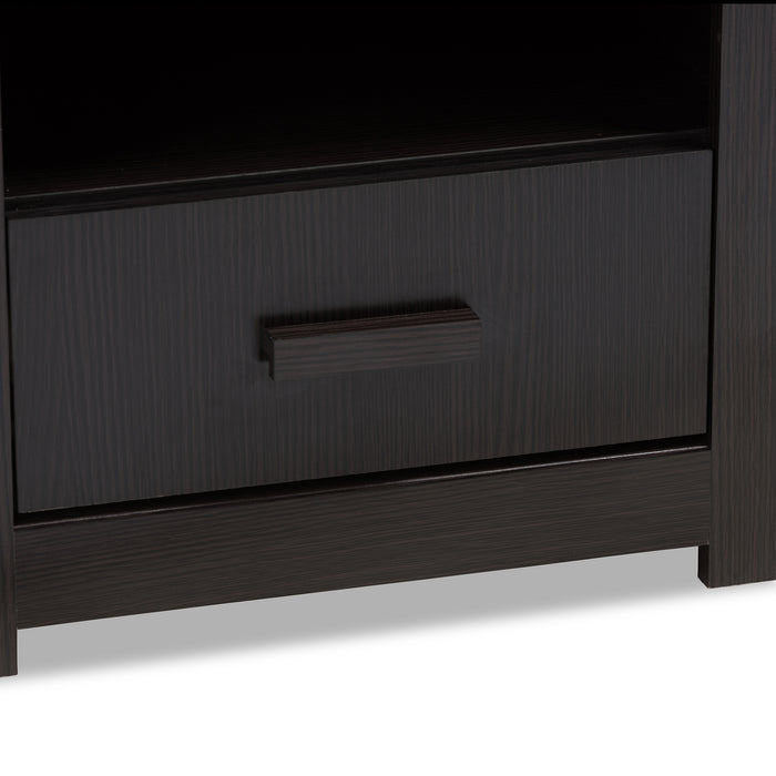 Urban Designs Felix 1-Drawer Wooden Nightstand in Wenge Brown Finish