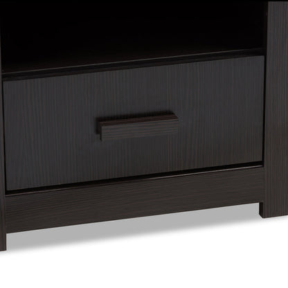 Urban Designs Felix 1-Drawer Wooden Nightstand in Wenge Brown Finish