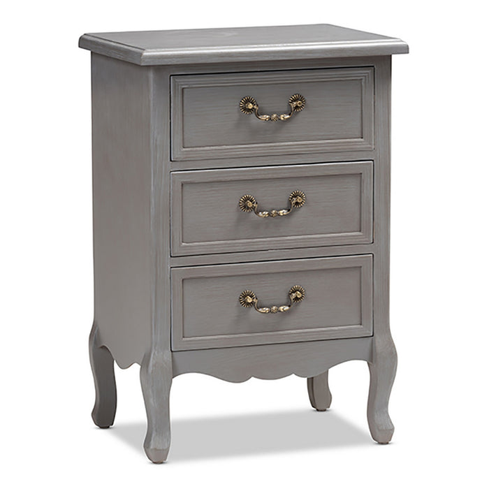 Urban Designs French Style Weathered Finish Nightstand - Grey