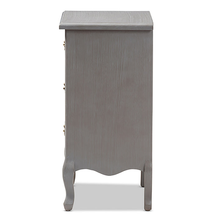 Urban Designs French Style Weathered Finish Nightstand - Grey