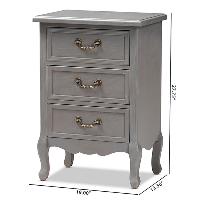 Urban Designs French Style Weathered Finish Nightstand - Grey