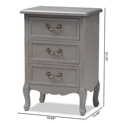 Urban Designs French Style Weathered Finish Nightstand - Grey