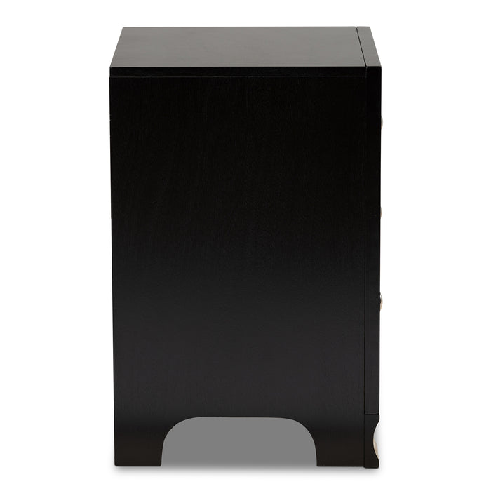 Urban Designs Gerald Traditional 3-Drawer Wood Nightstand - Black