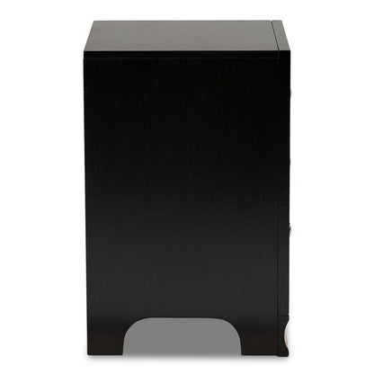 Urban Designs Gerald Traditional 3-Drawer Wood Nightstand - Black