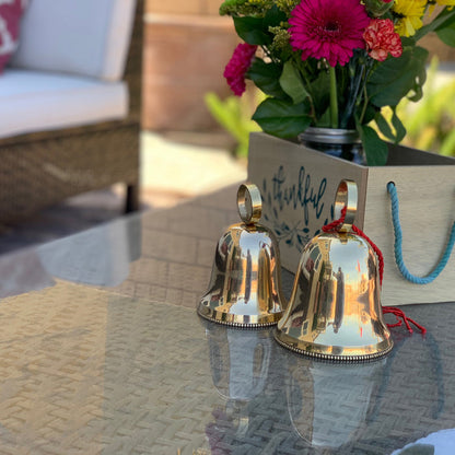 Urban Designs Handcrafted Solid Brass Christmas and Holiday 2-Piece Bell Set