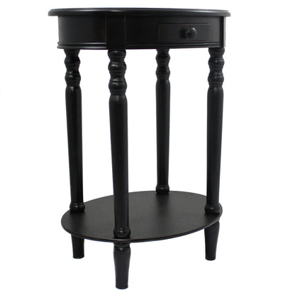 Urban Designs Loft Chic Designer Wooden Oval Accent Table - Dark Espresso Brown