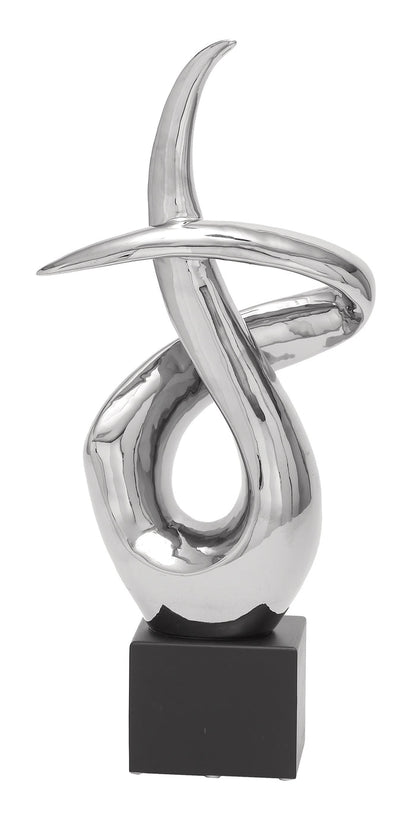 Urban Designs Modern 22" Silver Abstract Swirl Table Sculpture Decor