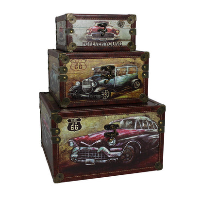 Urban Designs Old Fashion Route 66 Cars 3-Piece Decorative Box Set
