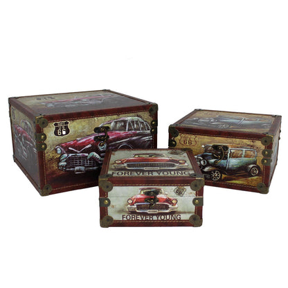 Urban Designs Old Fashion Route 66 Cars 3-Piece Decorative Box Set