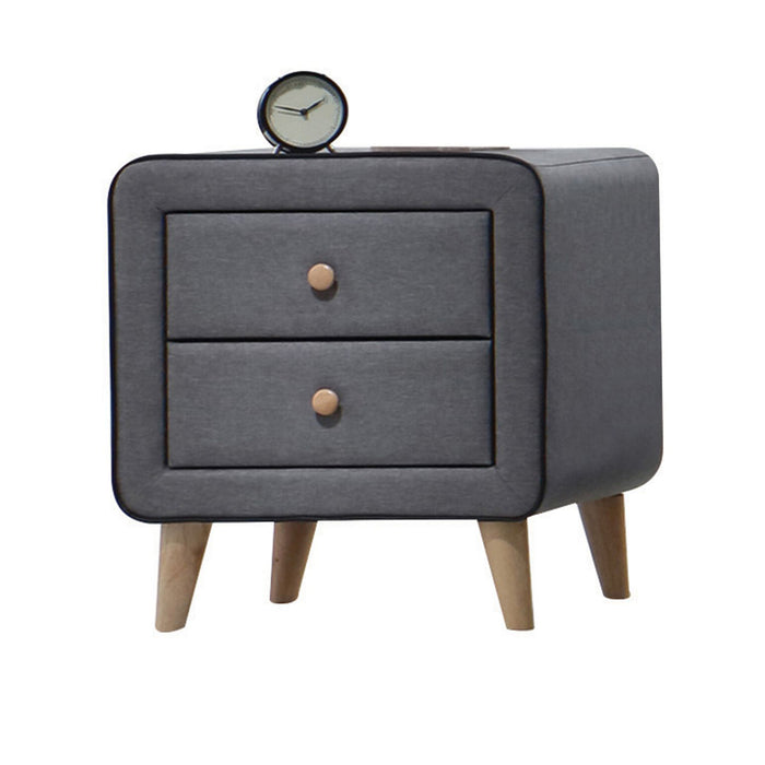 Urban Designs Padded Fabric 2-Drawer Nightstand - Gray