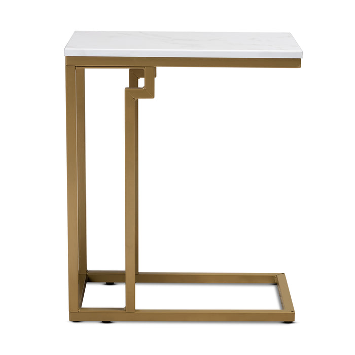 Urban Designs Remminth Faux Marble Metal End Table - Brushed Gold