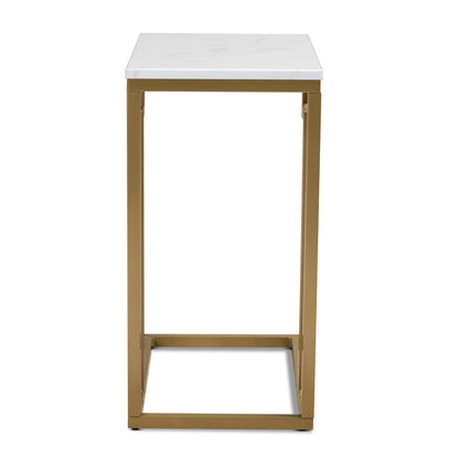 Urban Designs Remminth Faux Marble Metal End Table - Brushed Gold
