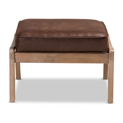 Urban Designs Seline Faux Leather Upholstered Wooden Ottoman - Dark Brown