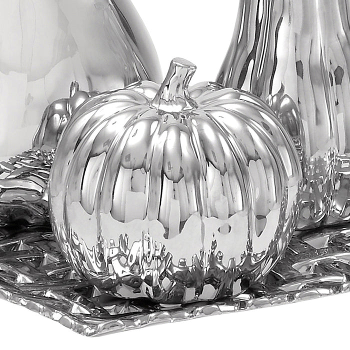 Urban Designs Silver Ceramic Lattice Fruit Bowl Centerpiece