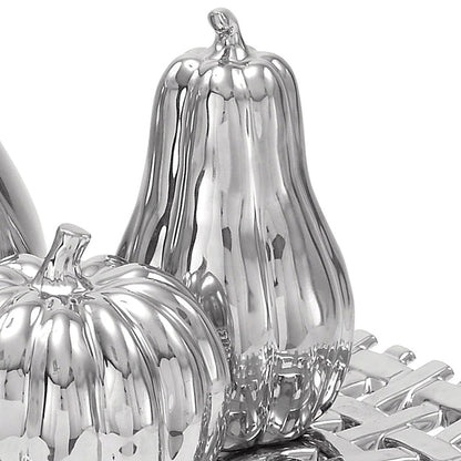 Urban Designs Silver Ceramic Lattice Fruit Bowl Centerpiece