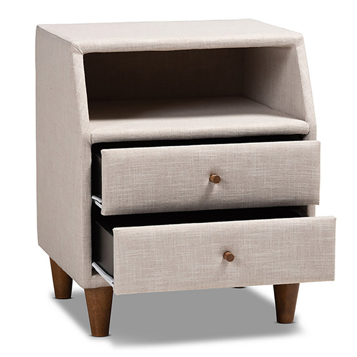 Urban Designs Soft Fabric Upholstered Open Shelf Nightstand - Beige