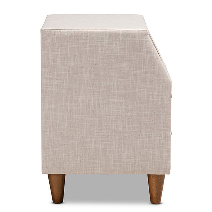 Urban Designs Soft Fabric Upholstered Open Shelf Nightstand - Beige