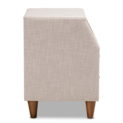 Urban Designs Soft Fabric Upholstered Open Shelf Nightstand - Beige