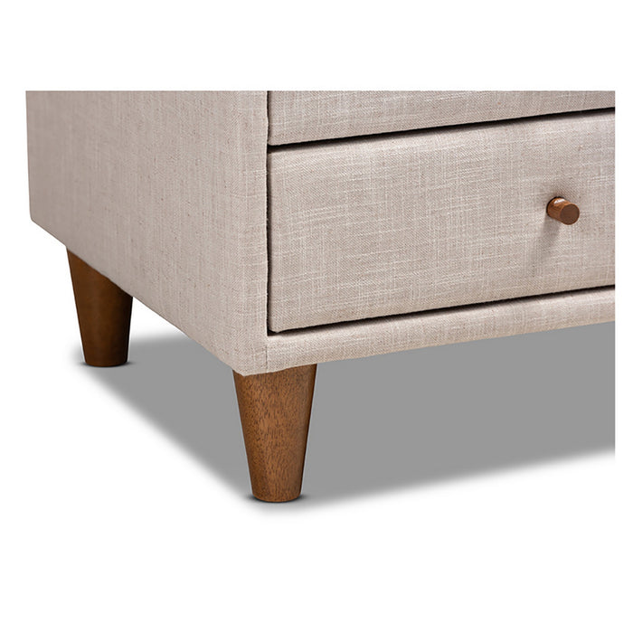 Urban Designs Soft Fabric Upholstered Open Shelf Nightstand - Beige