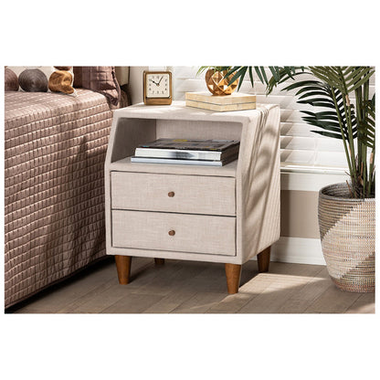 Urban Designs Soft Fabric Upholstered Open Shelf Nightstand - Beige