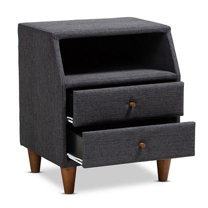 Urban Designs Soft Fabric Upholstered Open Shelf Nightstand - Black