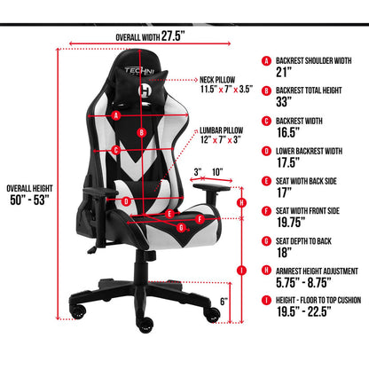 Urban Designs Two Tone High Back Racer Style Office-PC Gaming Chair