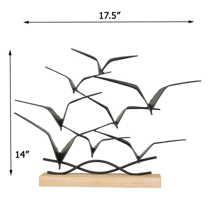 Urban Designs Unity 14-Inch Metal and Wood Flock Of Birds Tabletop Decor