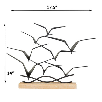 Urban Designs Unity 14-Inch Metal and Wood Flock Of Birds Tabletop Decor