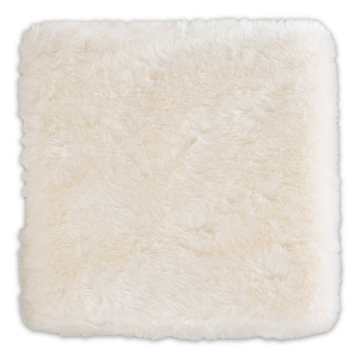 Urban Designs Victorine Faux Fur Upholstered Metal Ottoman - White