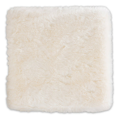 Urban Designs Victorine Faux Fur Upholstered Metal Ottoman - White