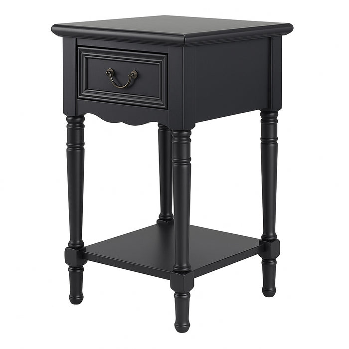 Urban Designs Wooden Accent Table / Nightstand with Drawer and Bottom Shelf – 29" H, 16" L x 16" W