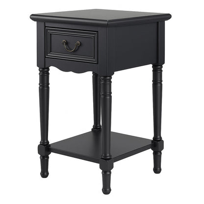 Urban Designs Wooden Accent Table / Nightstand with Drawer and Bottom Shelf – 29" H, 16" L x 16" W
