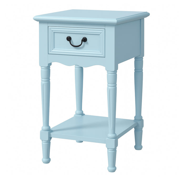 Urban Designs Wooden Accent Table / Nightstand with Drawer and Bottom Shelf – 29" H, 16" L x 16" W