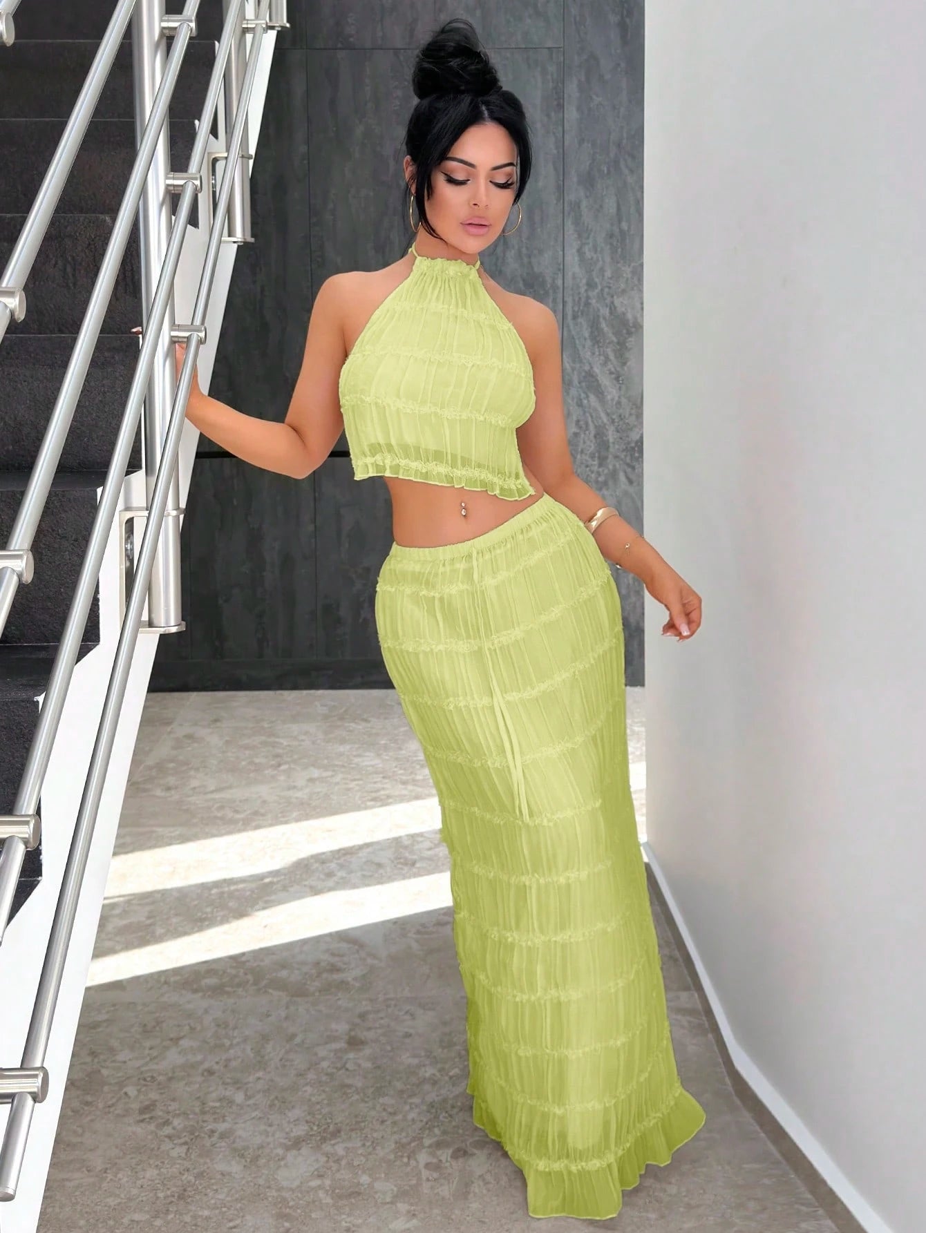 Vassilux New Arrival Summer Women's Bohemian Style Vacation Outfit Women Two Pieces Outfits For Daily Wear Expose The Waist