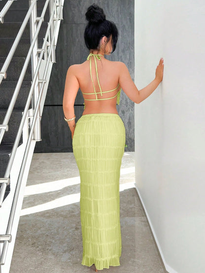 Vassilux New Arrival Summer Women's Bohemian Style Vacation Outfit Women Two Pieces Outfits For Daily Wear Expose The Waist
