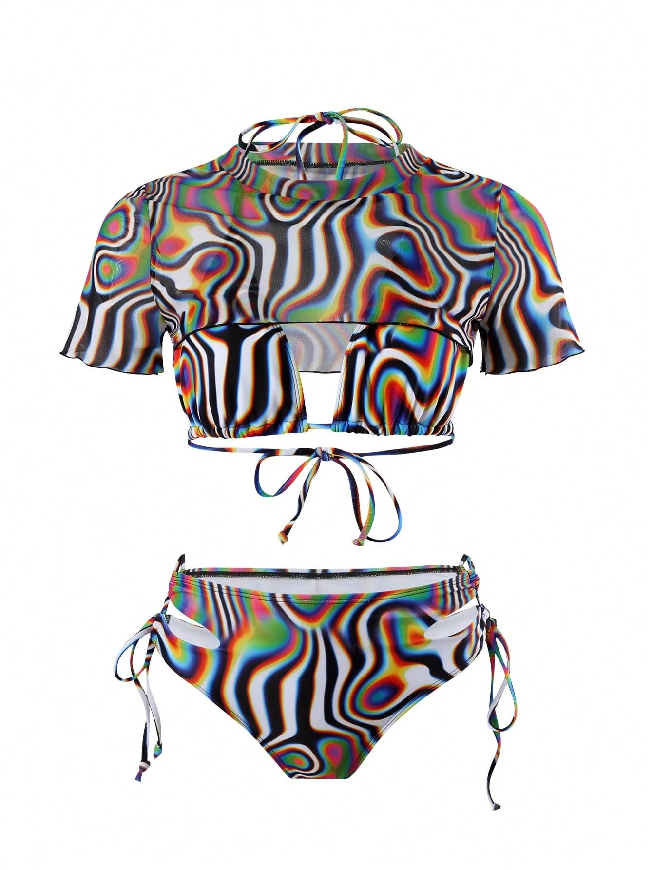 Vaytide Women's Zebra Print Halter Neck Swimwear Set, Bikini Set Outfit Beach Bikini Set Bathing Suit Music Festival Summer Beach
